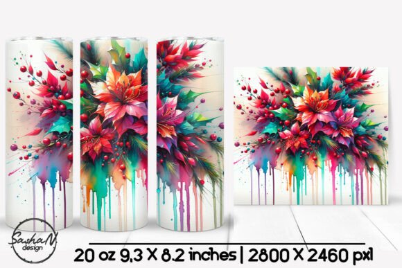 Download Poinsettia Watercolor Tumbler Wrap - Premium Resources
