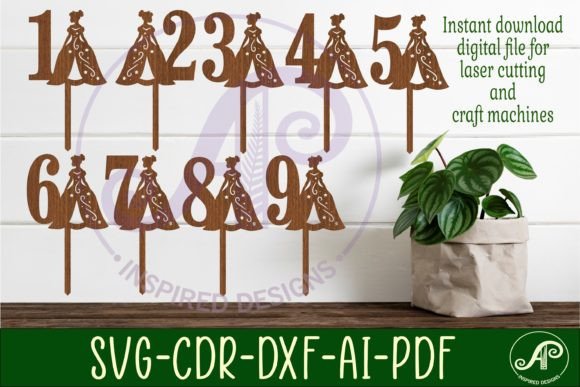 Download Princess Number Cake Toppers, 9 Designs - Design Collection