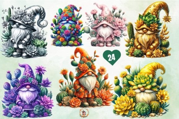Download Watercolor Cute Gnome Succulent Cactus - Cute gnome Collection