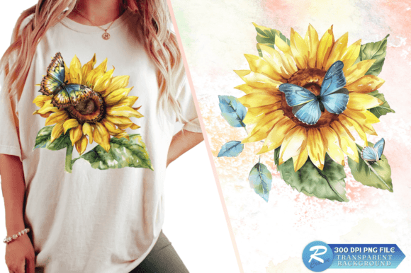 Download Sunflower with Butterfly Clipart Design - Design Collection