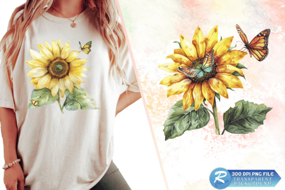 Download Sunflower with Butterfly Clipart Design - Design Collection