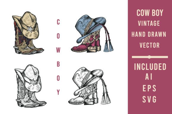 Download Rodeo Cowboy Boots and Hat Vector - Premium Resources