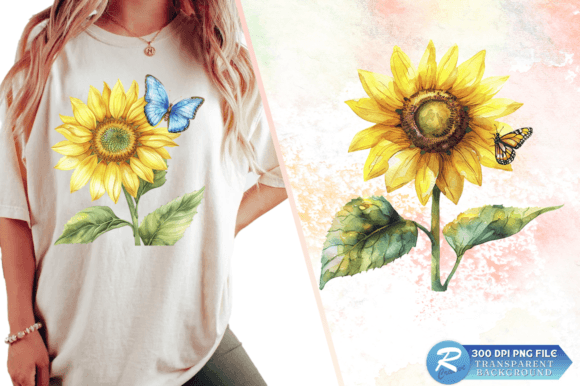 Download Sunflower with Butterfly Clipart Design - Design Collection