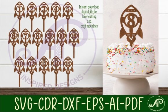 Download Rocket Number Cake Toppers, 16 Designs - Design Collection