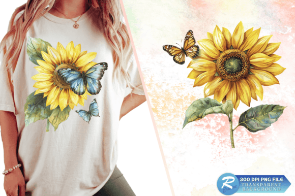 Download Sunflower with Butterfly Clipart Design - Design Collection