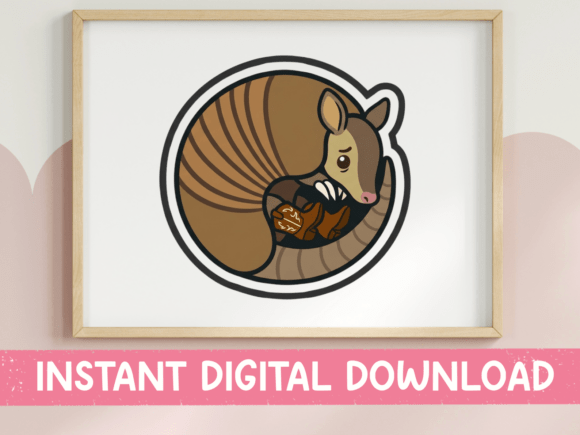 Download Armadillo Curled Up Acorn Sticker Design - Design Collection