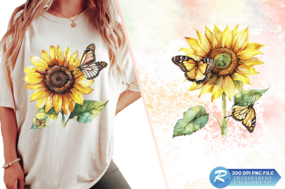 Download Sunflower with Butterfly Clipart Design - Design Collection