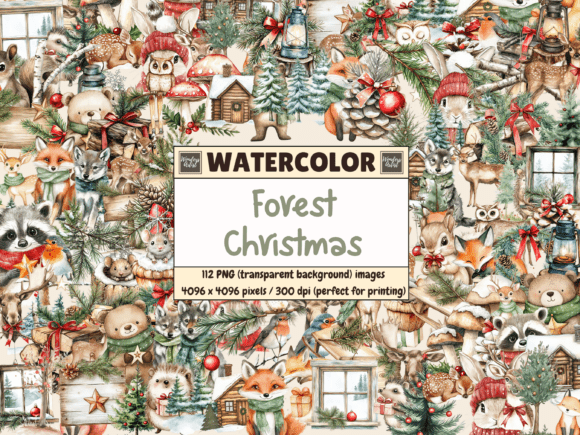 Download Forest Christmas Watercolor Clipart - Forest Collection