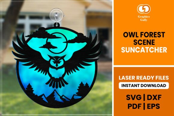 Download Owl Forest Scene Suncatcher SVG - Forest Collection