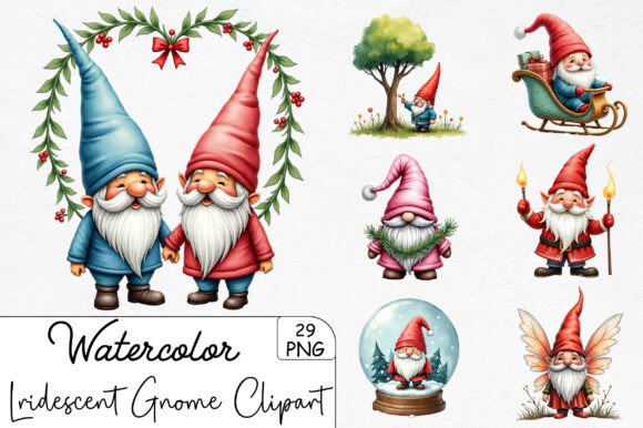 Download Lridescent Christmas Cute Gnome Clipart - Cute gnome Collection