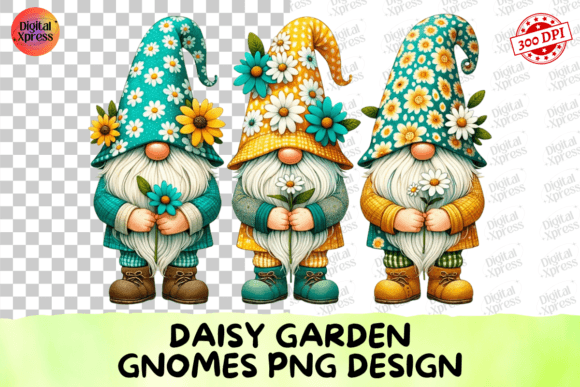 Download Daisy Garden Gnomes PNG Design - Design Collection