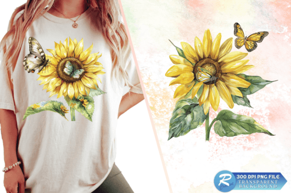 Download Sunflower with Butterfly Clipart Design - Design Collection