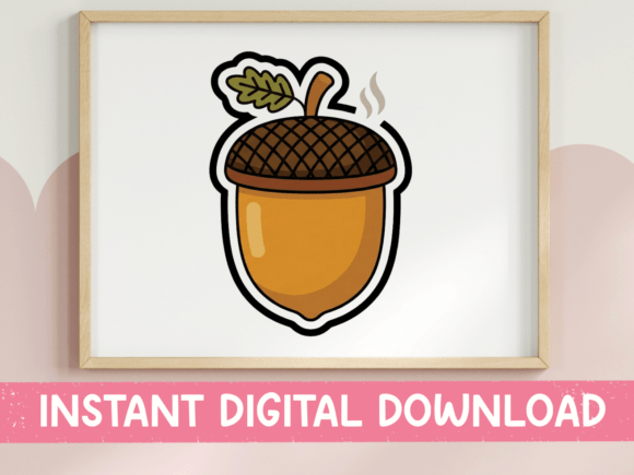 Download Cute Acorn Autumn Sticker Design - Design Collection