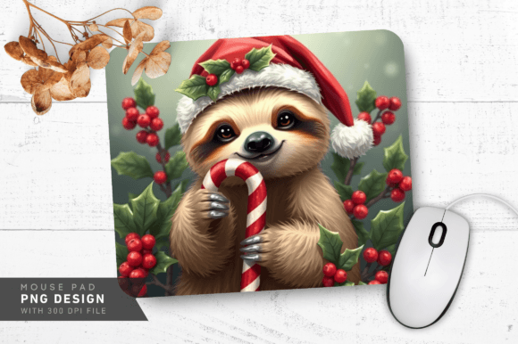 Download Sloth with Red Berries Mousepad Design - Design Collection