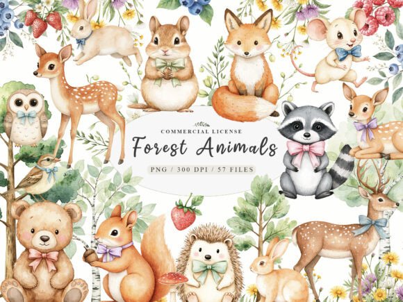 Download Forest Spring Woodland Animals Clipart - Forest Collection